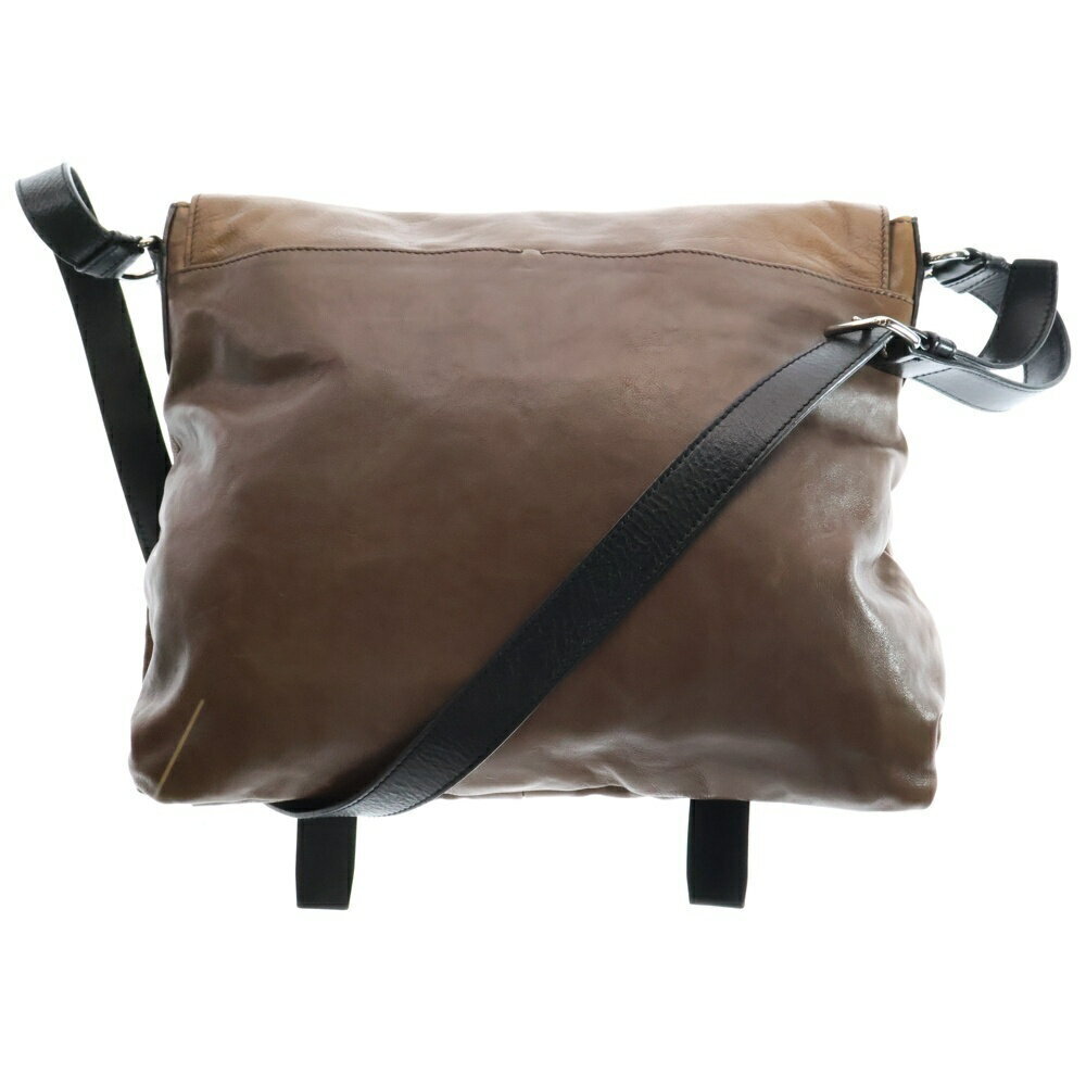 Prada Brown Messenger Leather Black Shoulder Bag Logo